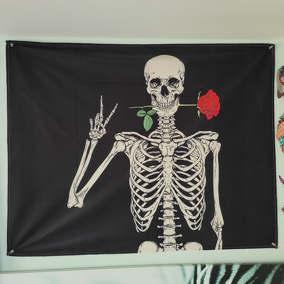 Other - Skeleton + Rose Tapestry | 29 inch × 37 inch